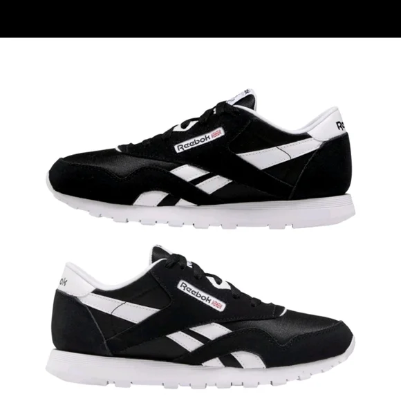 Reebok Kids Classic Nylon Sneakers - Black/Black White FV4441 - Picture 9 of 9